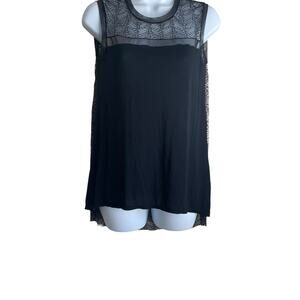 BCBGMaxazria Women Top XXS Black Lace Babydoll Multi Media Y2K Witchy Whimsigoth